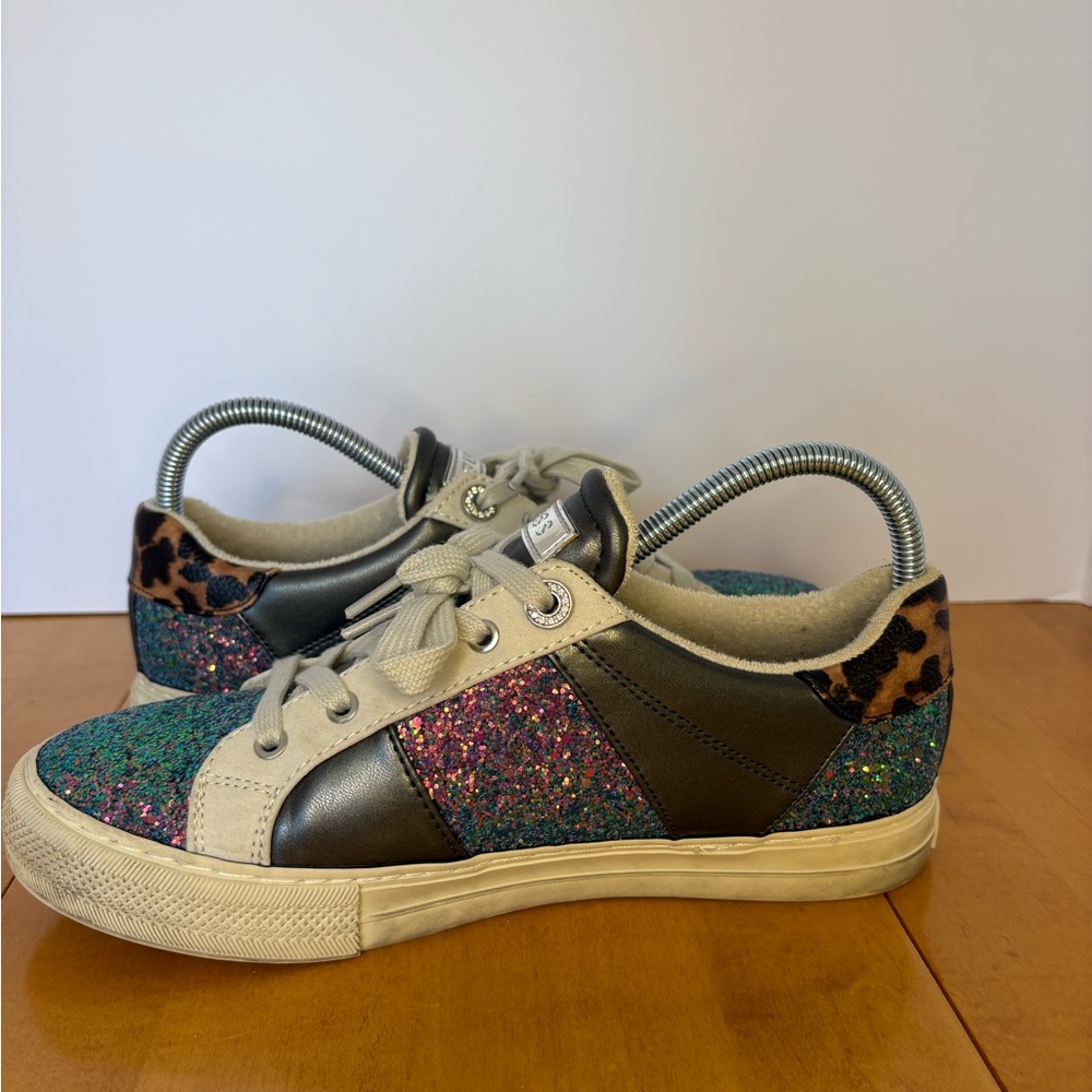Guess Multicolor Glitter Sneakers with Leopard Detail